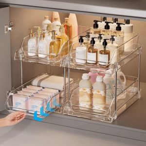 Multifunctional pull-out organizer for under the bathroom sink